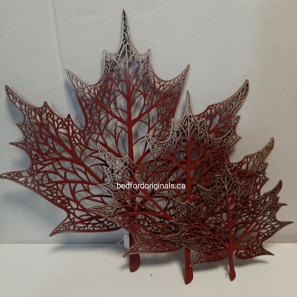 Leaf Vein Wood Decor 3 Piece - Picture 1 of 2